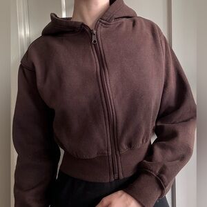 Ardene Chocolate Brown Cropped Hoodie